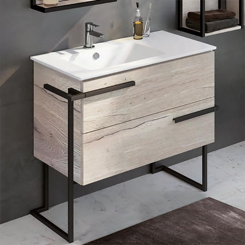 Тумба с раковиной Comforty Дюссельдорф 90 00-00004093 Дуб дымчатый, купить, цена, заказать, магазин, доставка, скидка, промокод, купить, цена, заказать, магазин, доставка, скидка, промокод